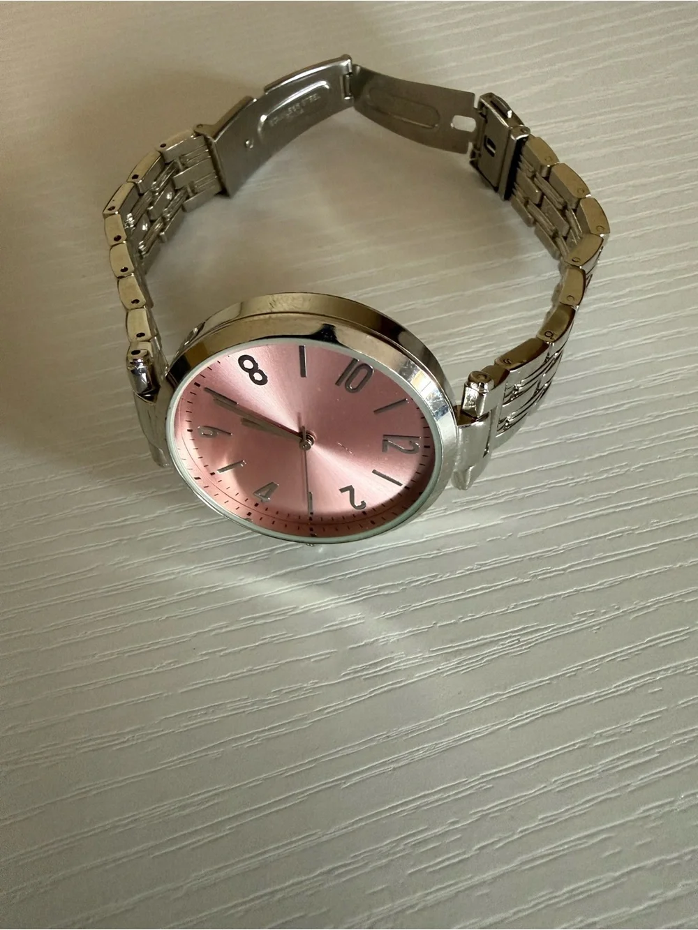 Classic Women's Silver Bracelet Watch with Rose Dial